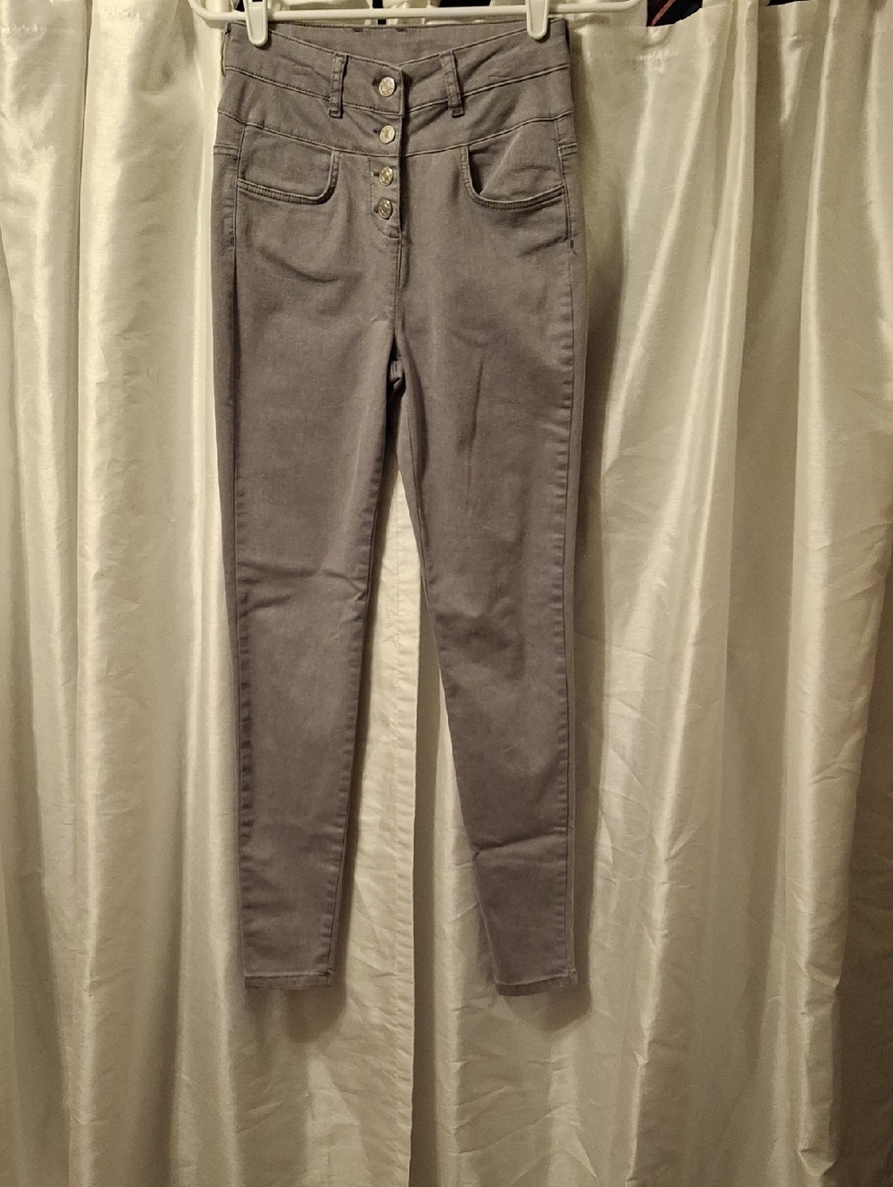 Lascana High-Rise Gray Women's Jeans with Button-Fly